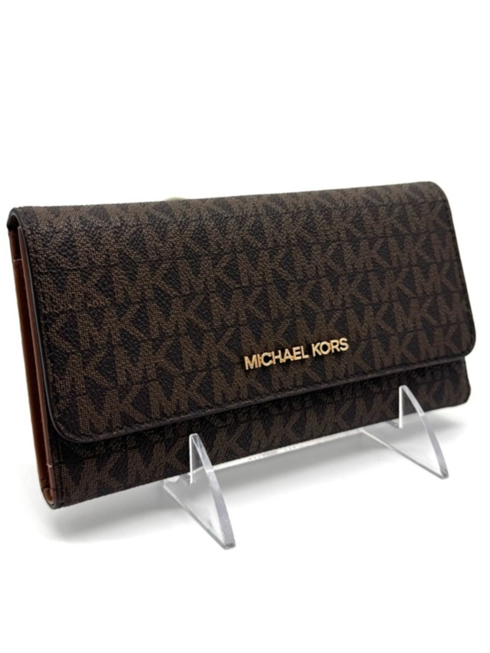 Michael Kors Large Trifold Wallet Brown Signature